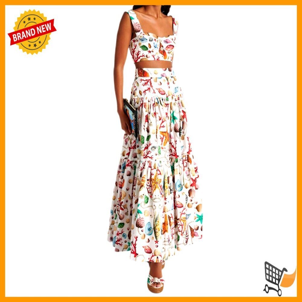 Animal Print Halter Top Maxi Skirt Set Women's Fashion Vacation Outfit Y2K